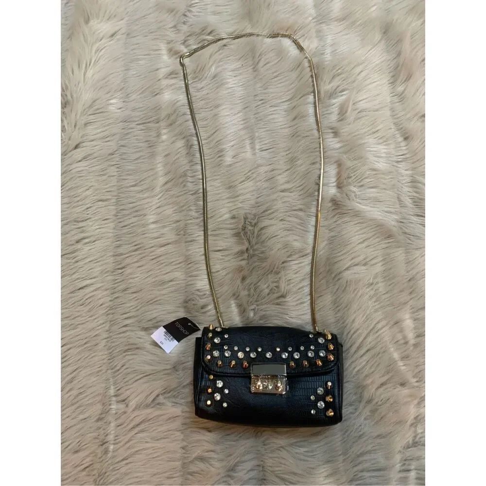 Topshop Black Studded Shoulder Bag NWT
